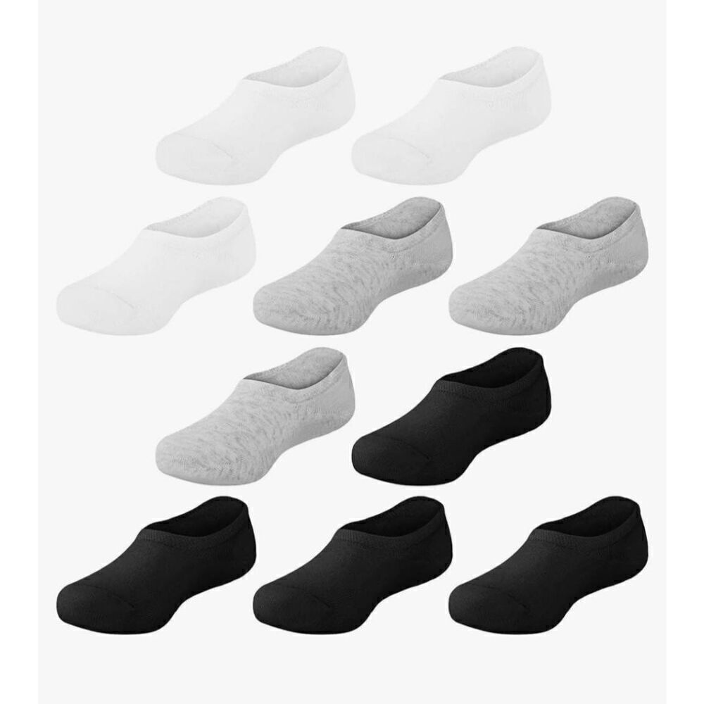 Boys socks no show grey black white New foot size 7-9 year